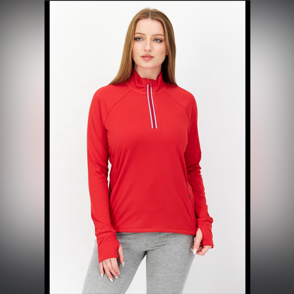 Four laps-Women Resolve Half Zip Crimson Sweatshirt, Red XS